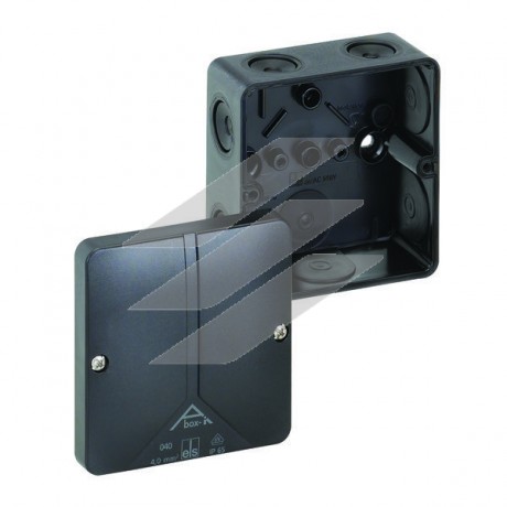 Розподільча коробка Aboх-i 040-L/sw (93х93х55мм), порожня, полікарбонат, 8 метричних вводів (7-М20, 1-М20 на днищі), IP65, чорна, Spelsberg